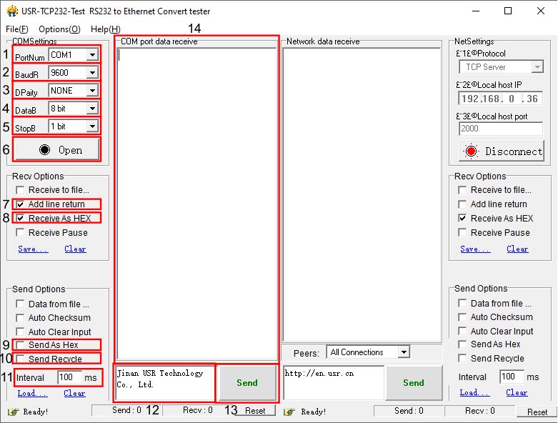 Software para testes de módulos e sensores RS485